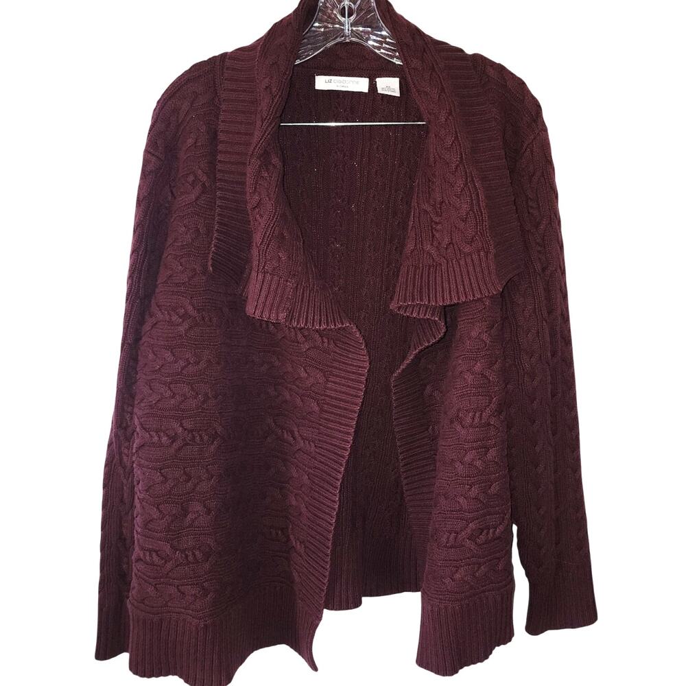 Liz Claiborne purple chunky cable-knit cardigan sweater Plus Size 3X